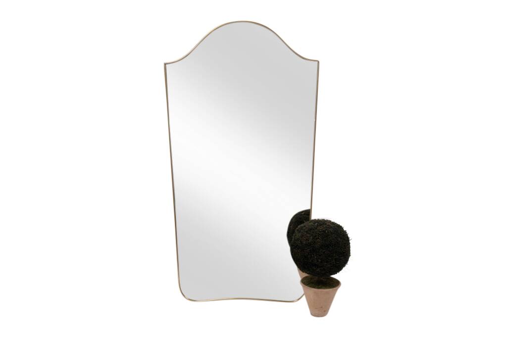 “Gendarme hat” mirror in gilded brass. 1960s.