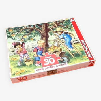 Vintage Puzzle (1993) Apple picking illustrator Olivier Vaillon