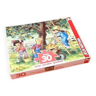 Puzzle Vintage (1993) Cueillette de pommes illustrateur Olivier Vaillon