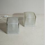 Cubic frosted glass table lamps, late 1970s, set of 2.