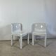 Pair of Glossy White Chairs Kartell 4875 by Carlo Bartoli, 1980s