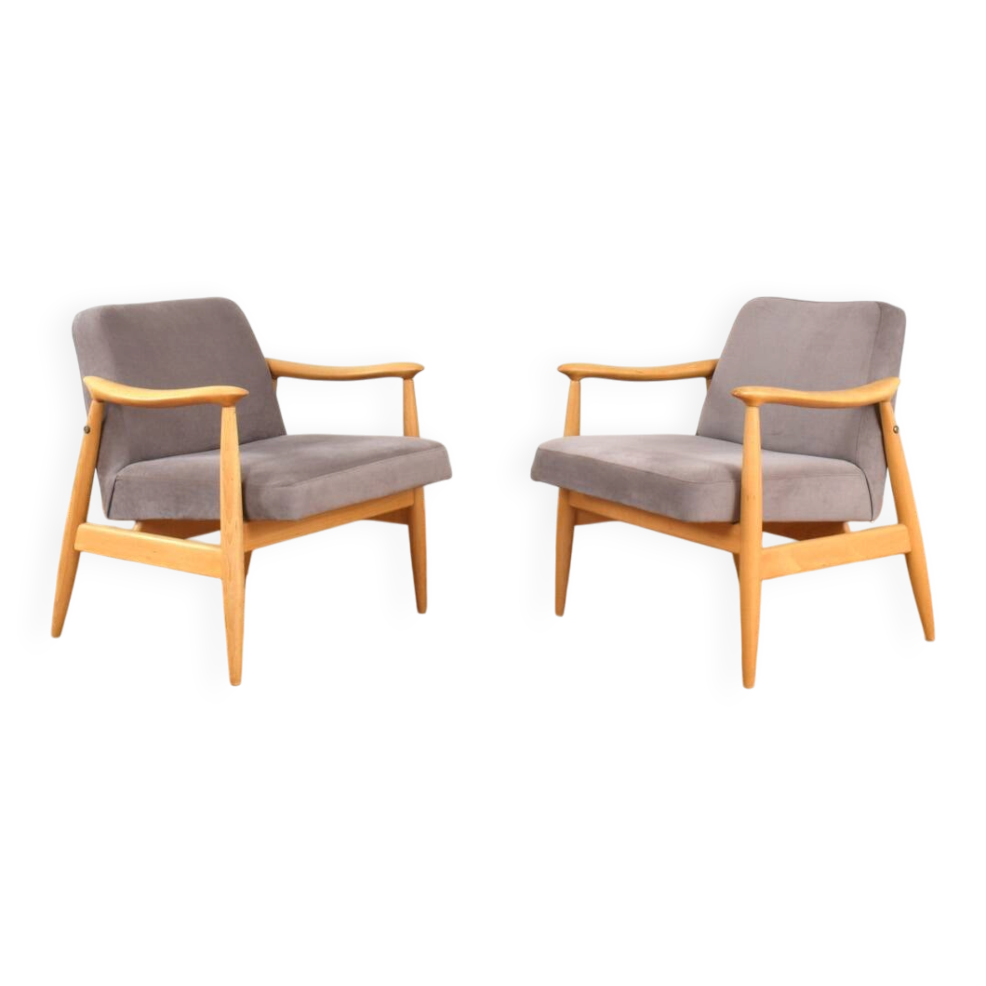 Mid-Century Polish Lounge Chairs by J. Kędziorek, 1960s. Set of 2.