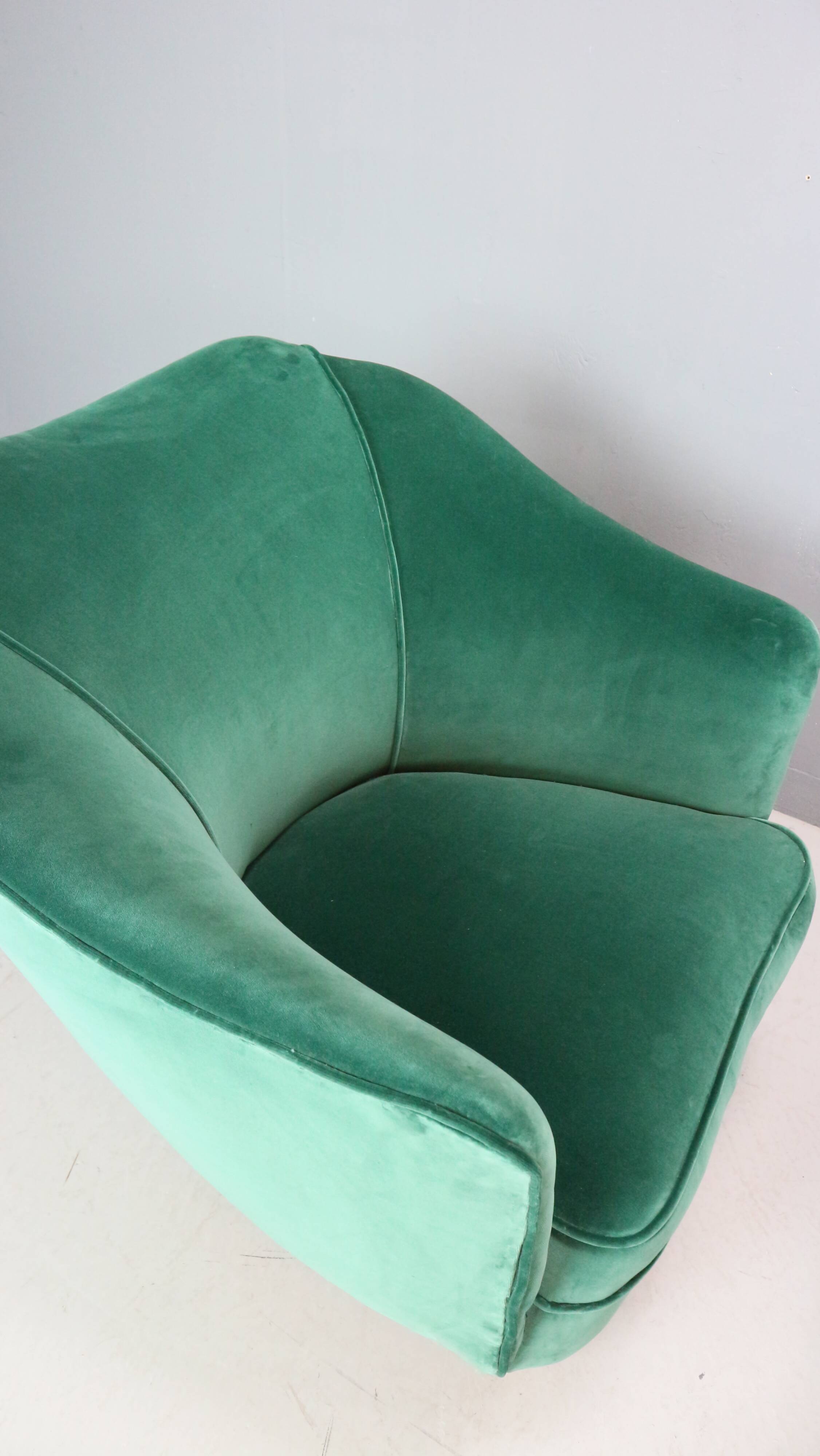 Pair of velvet armchairs Gio Ponti style