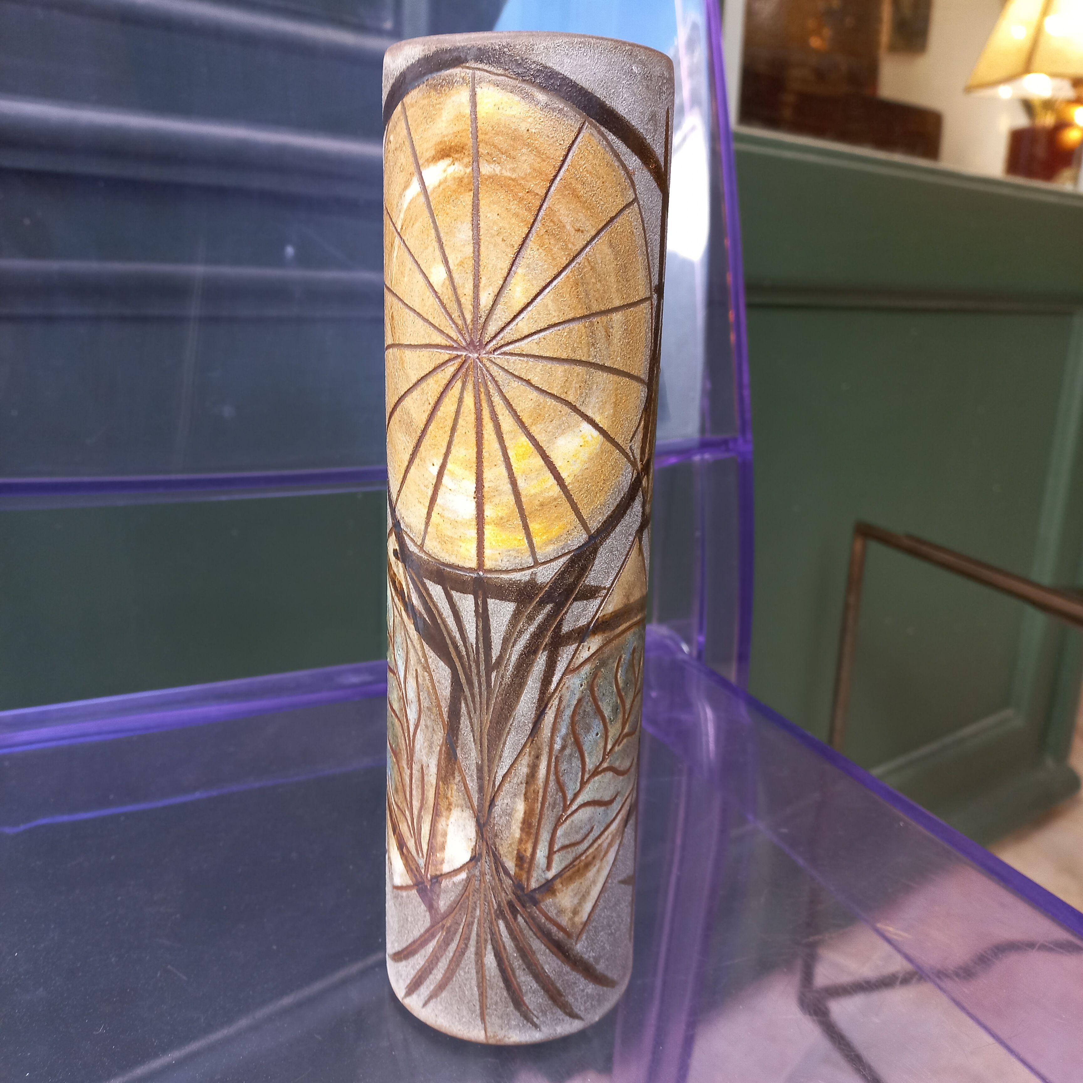 Vallauris ceramic tube vase