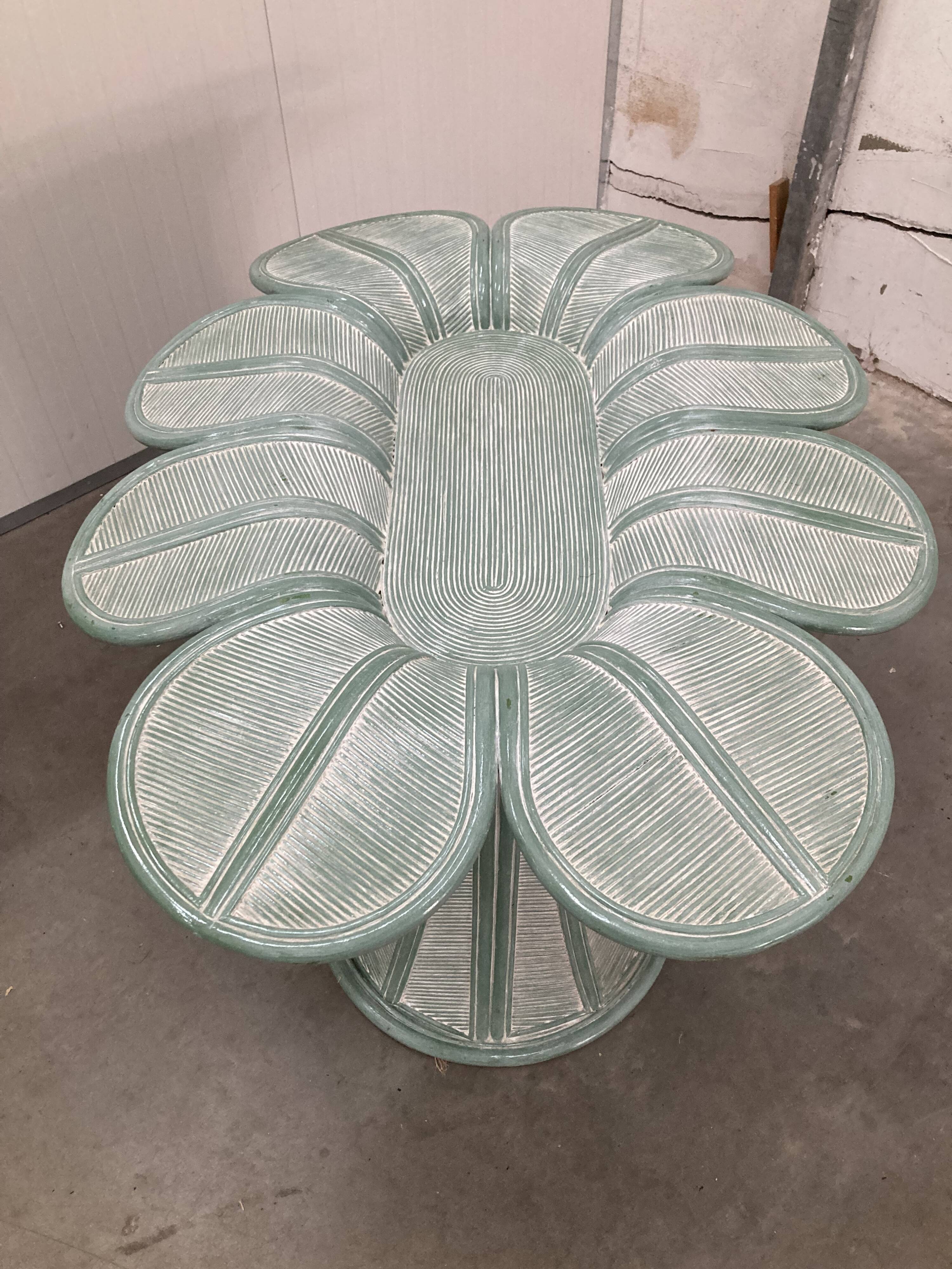 Vintage Bamboo and Rattan Dining Table, 1980's