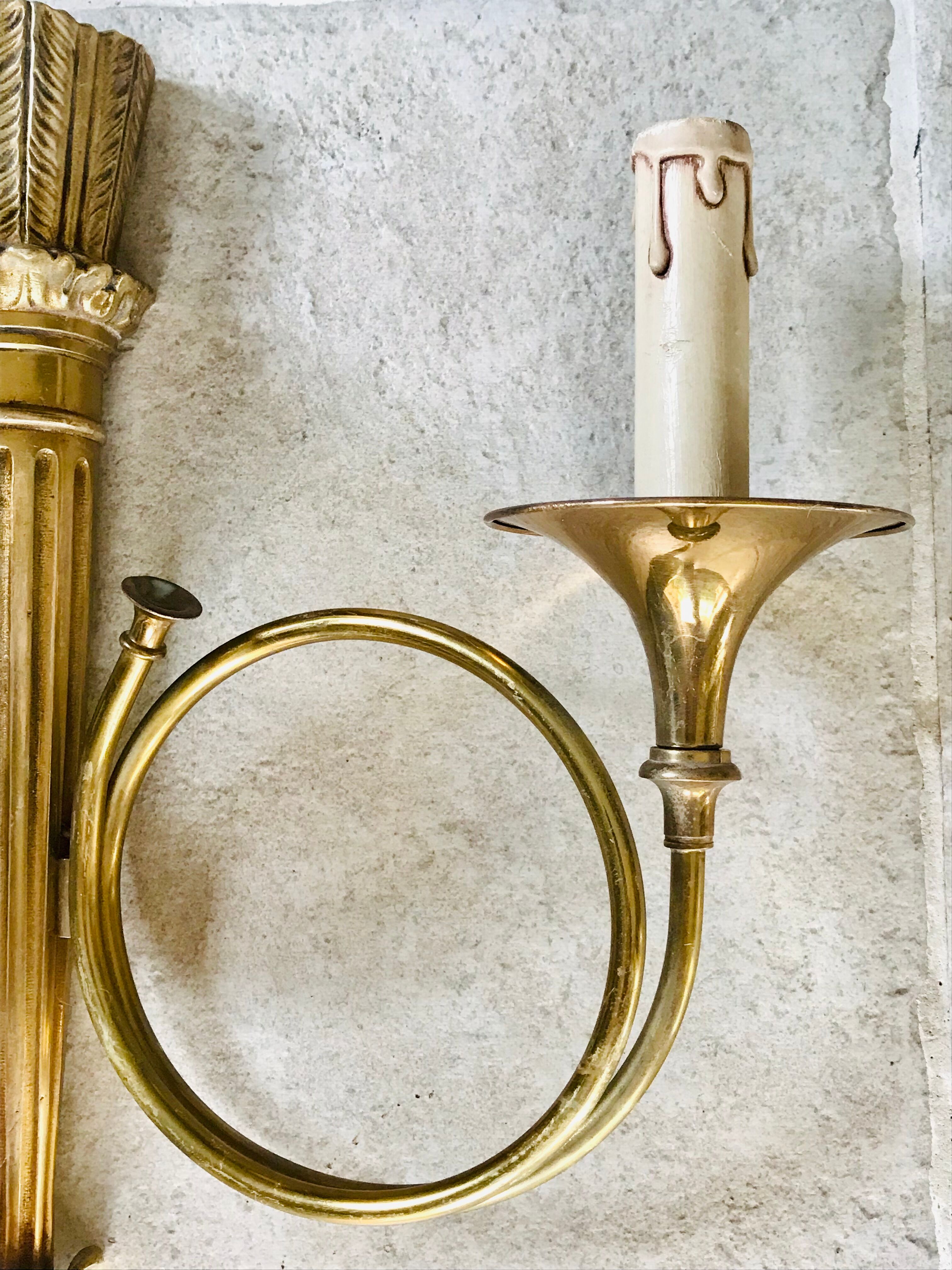 Pair of gilded bronze wall lamps