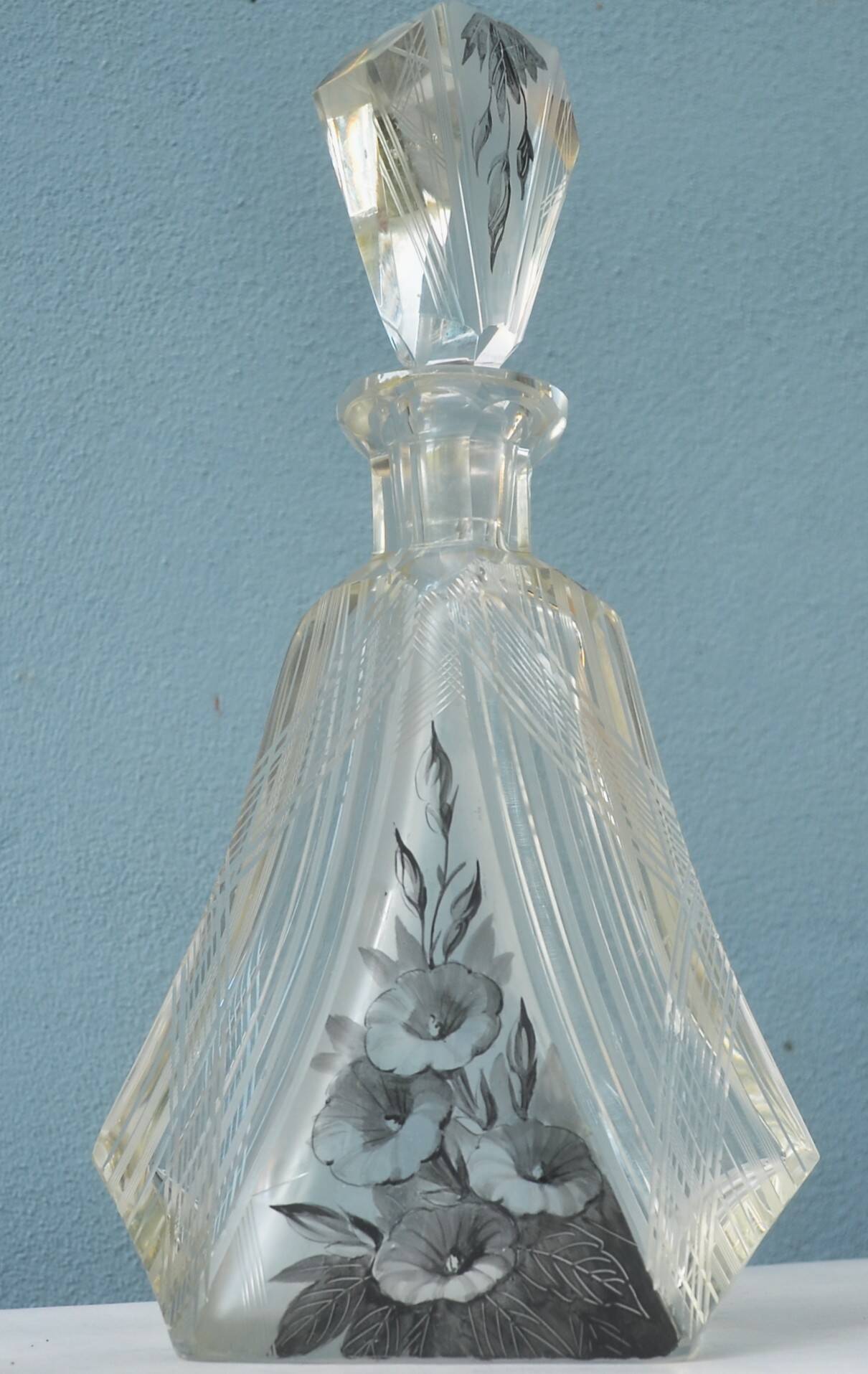 Art Deco Bohemian Czech Karl Palda Cut Glass Barware Decanter