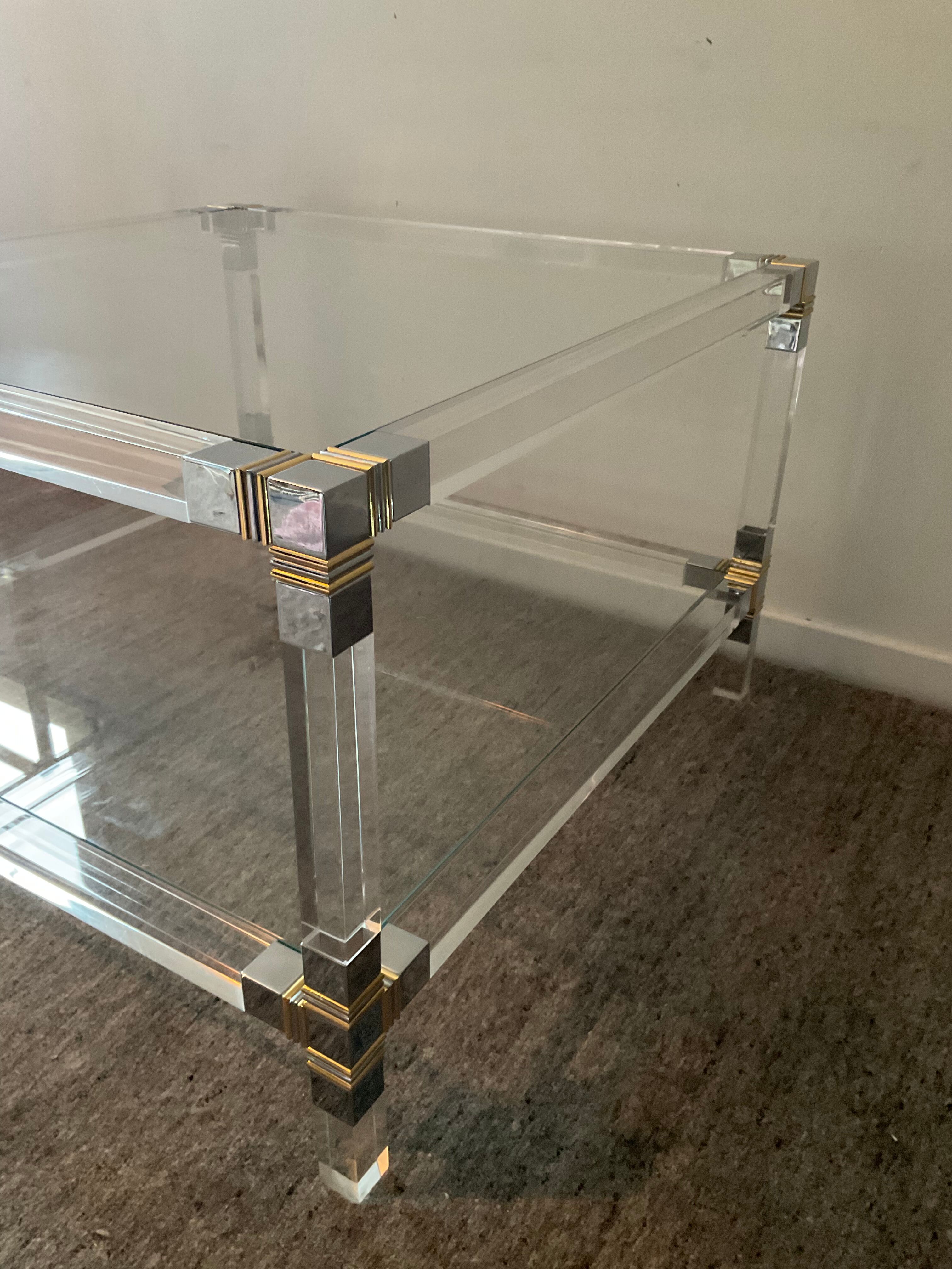 Pierre Vandel coffee table in lucite from the 70s