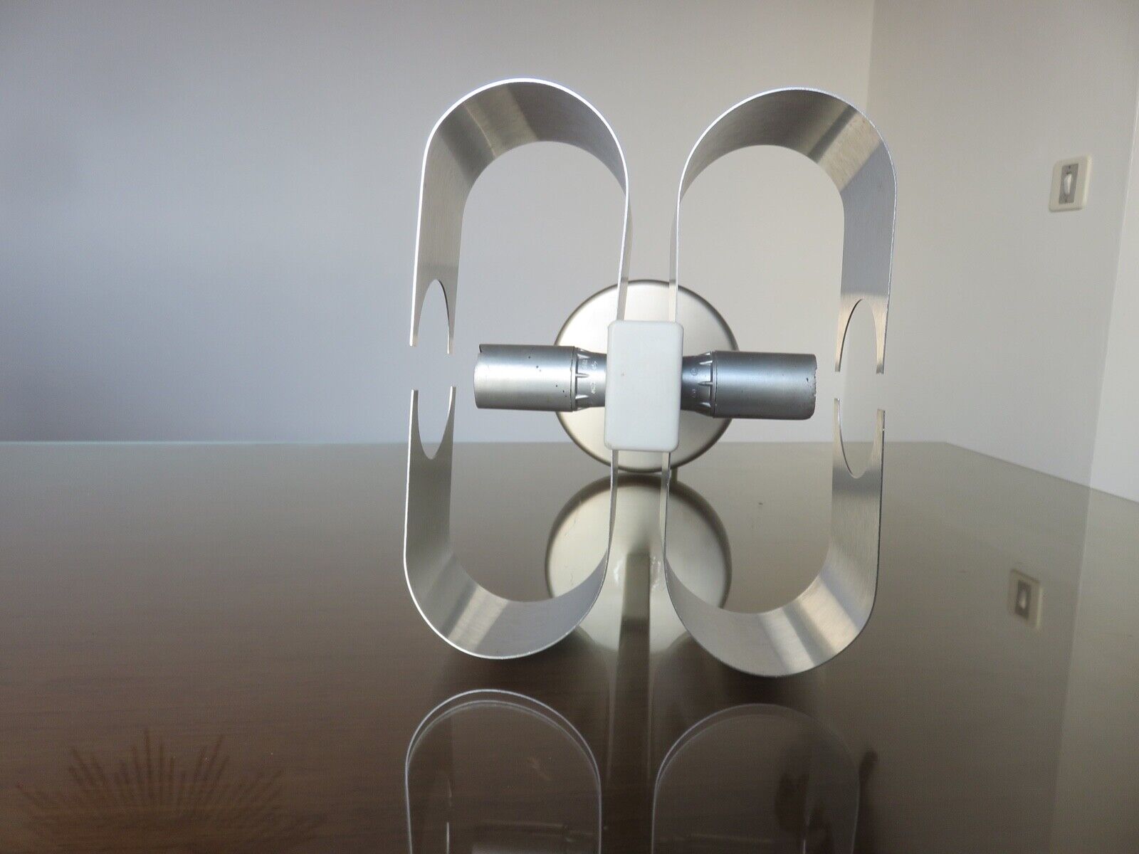 Space age lamp in brushed metal and chromed metal 1970