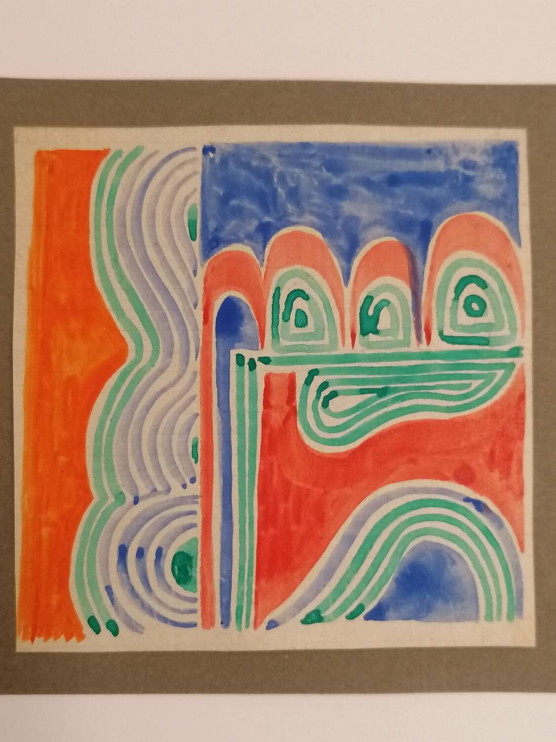 Gouache originale de Sonia DELAUNAY - Étude de tissu - Robert PERRIER