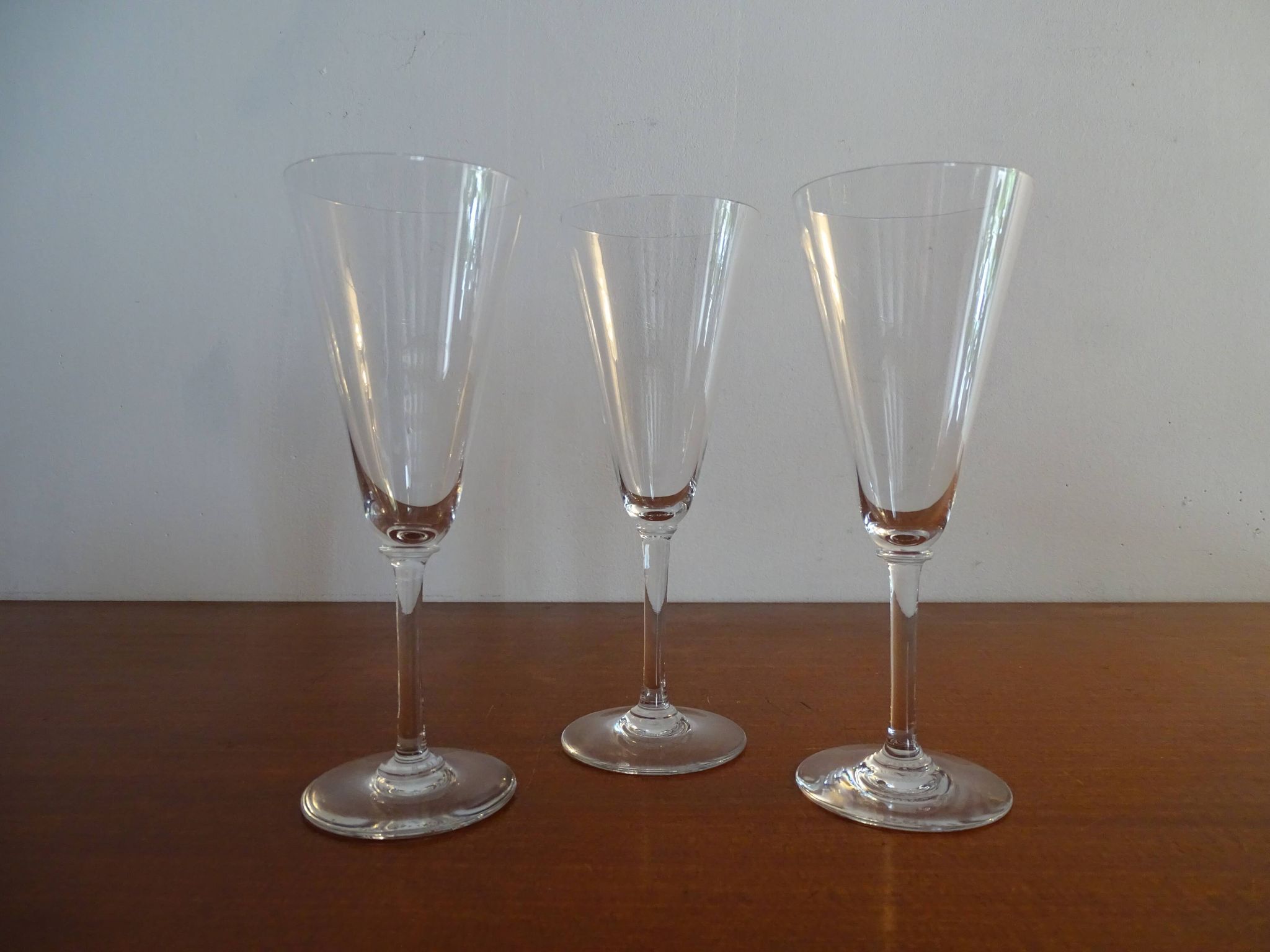 3 signed Baccarat crystal champagne flutes MUM model - 18.7 cm