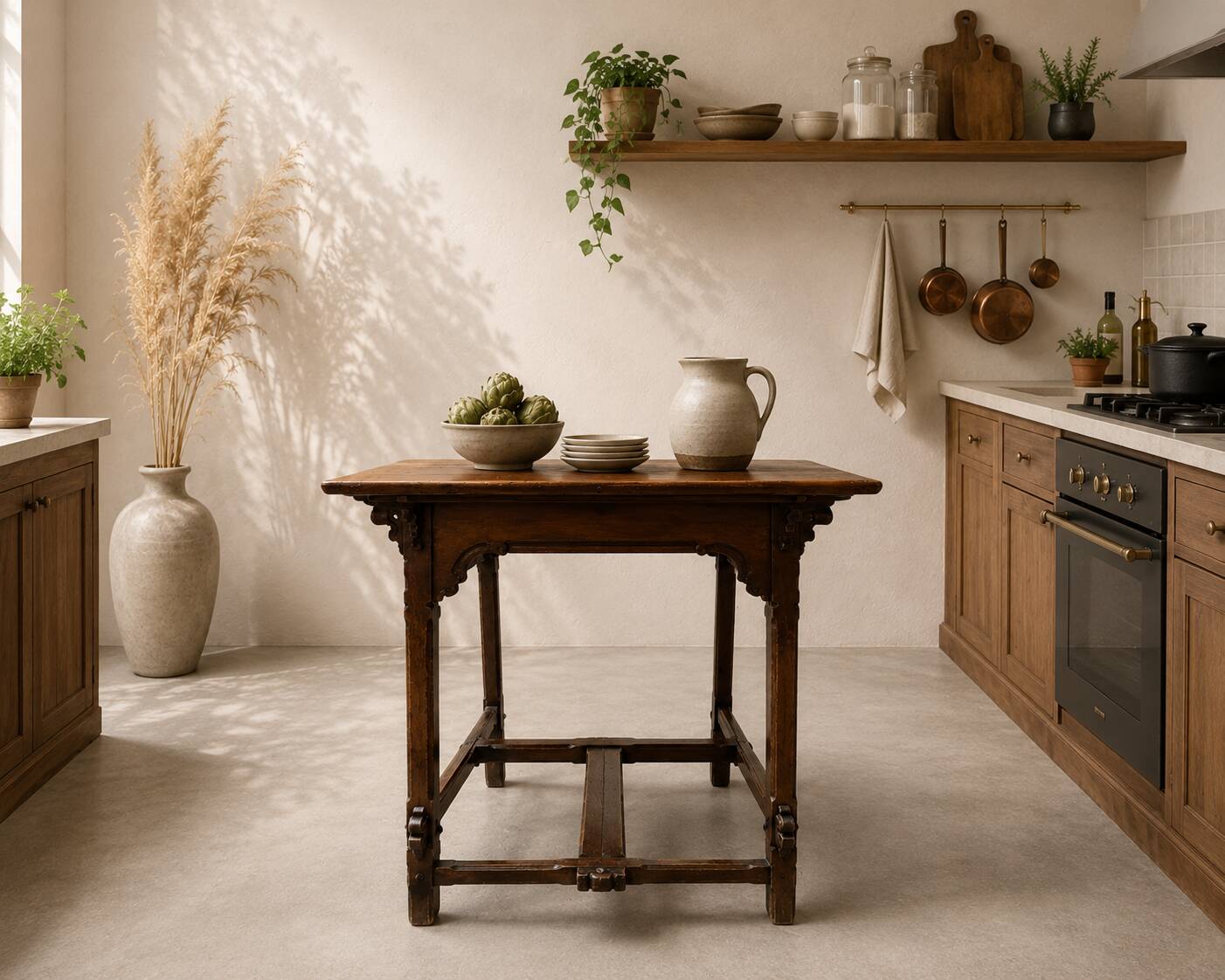 Occasional table or small antique display table in solid wood.