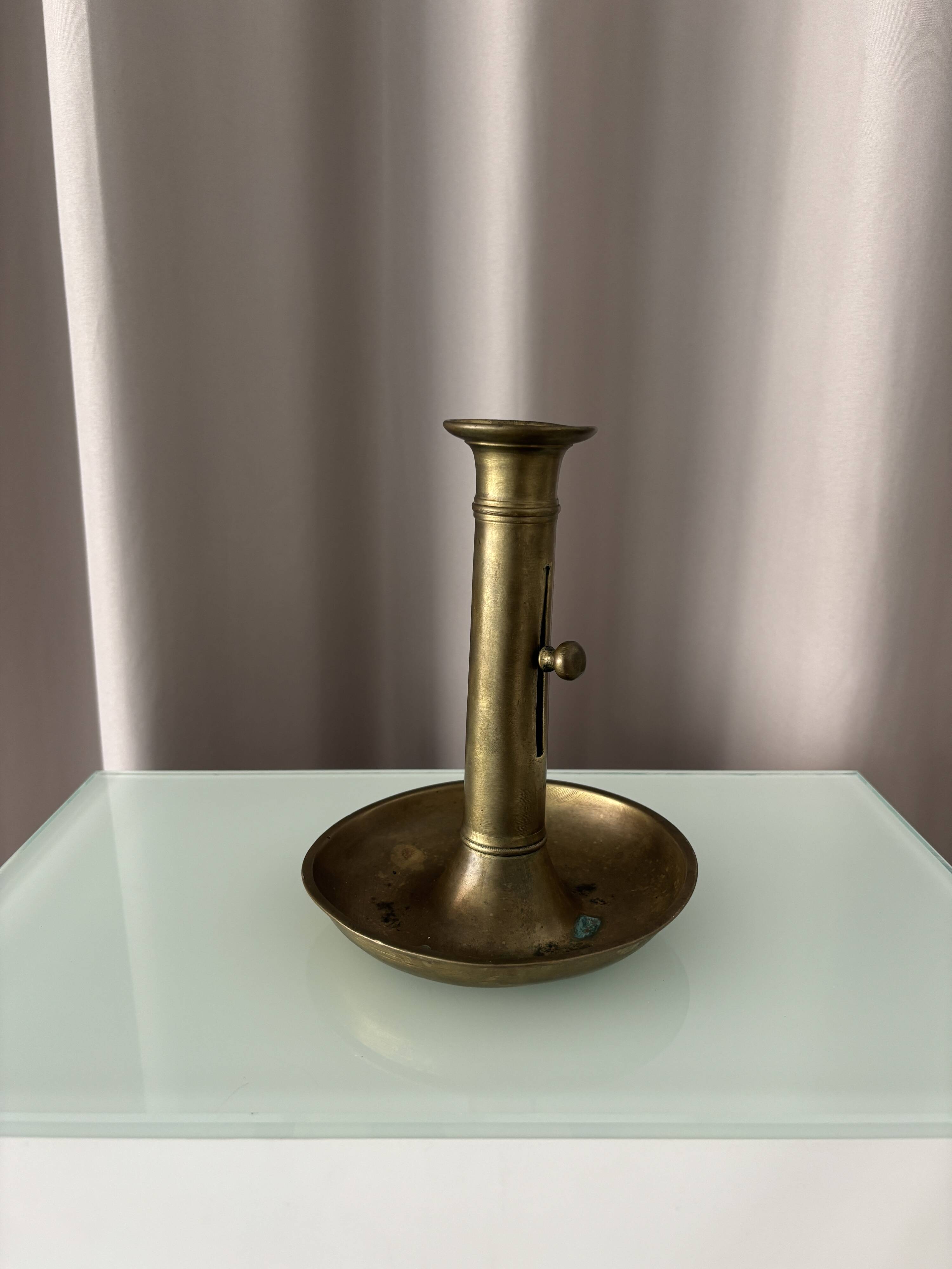 Vintage Adjustable Brass Chamber Candlestick