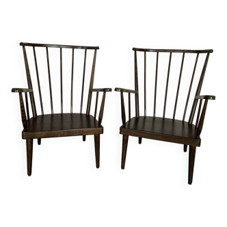 Pair of Baumann armchairs with cushions