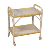 Italian service cart in wood and wicker