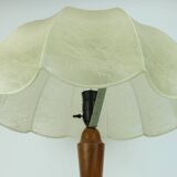 rare large mid century modern cocoon TABLE LAMP cherrywood base 1970s