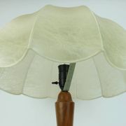 rare large mid century modern cocoon TABLE LAMP cherrywood base 1970s