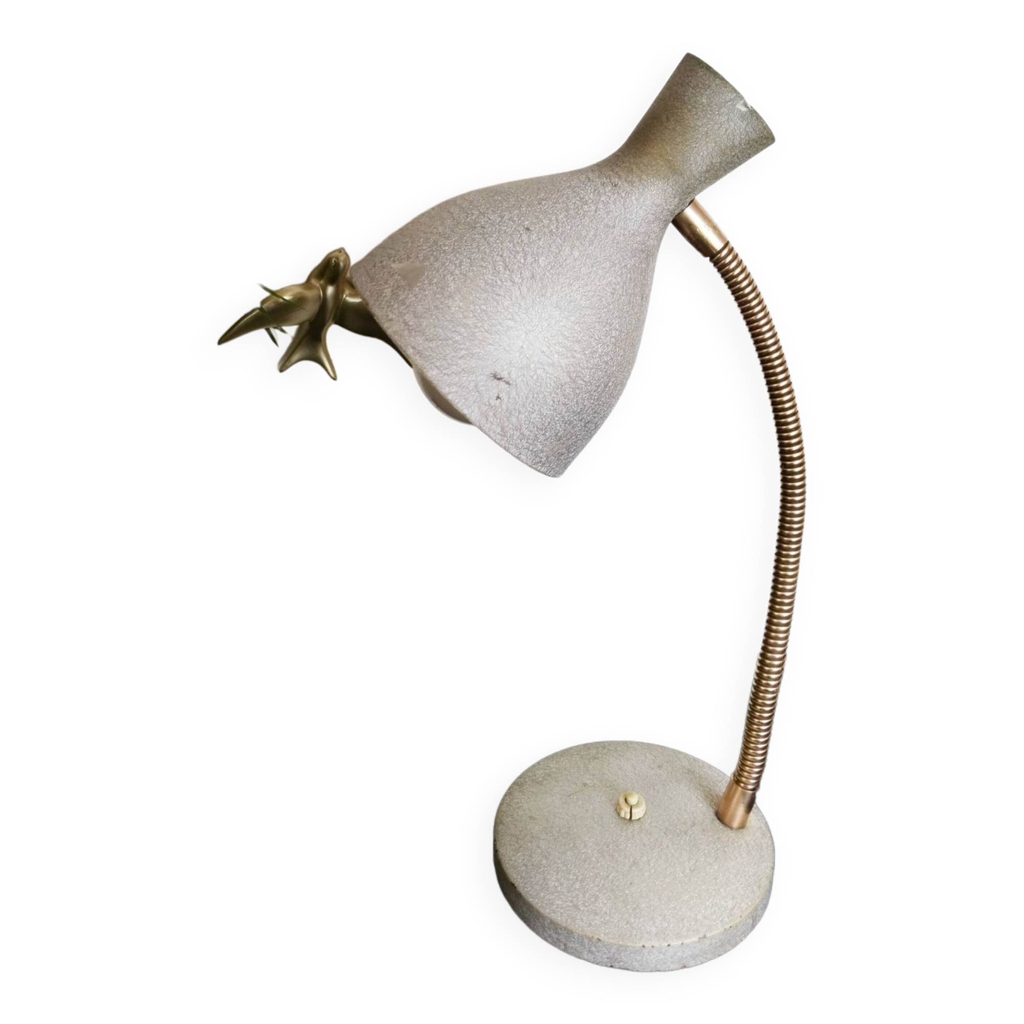 Hammered gray cocotte desk lamp, vintage French, 1940s