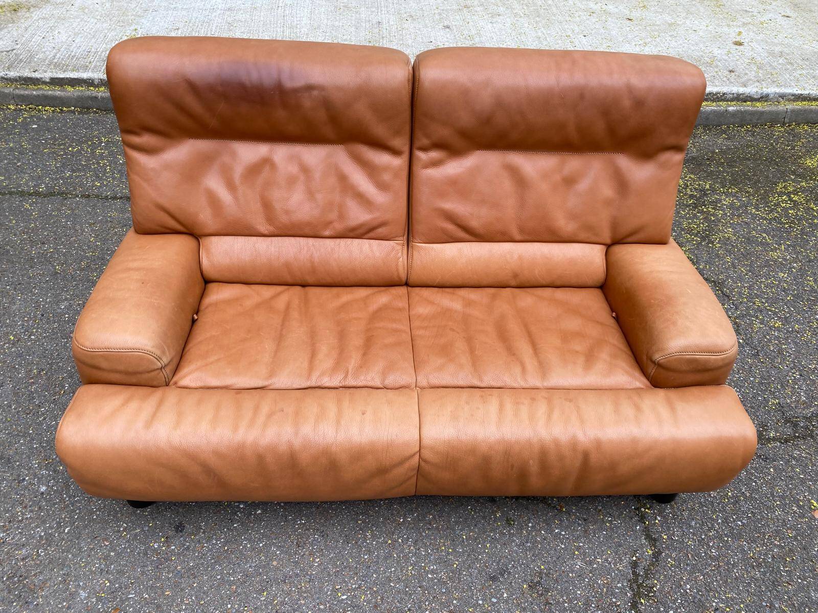 Scandinavian 2-seater canapé in genuine leather from De Sede, Switzerland, 150cm.