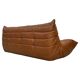 Togo Sofa in Brown leather attributed to Michel Ducaroy for Ligne Roset.