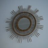 Vintage Sun mirror in wicker, Italy, 1960s
