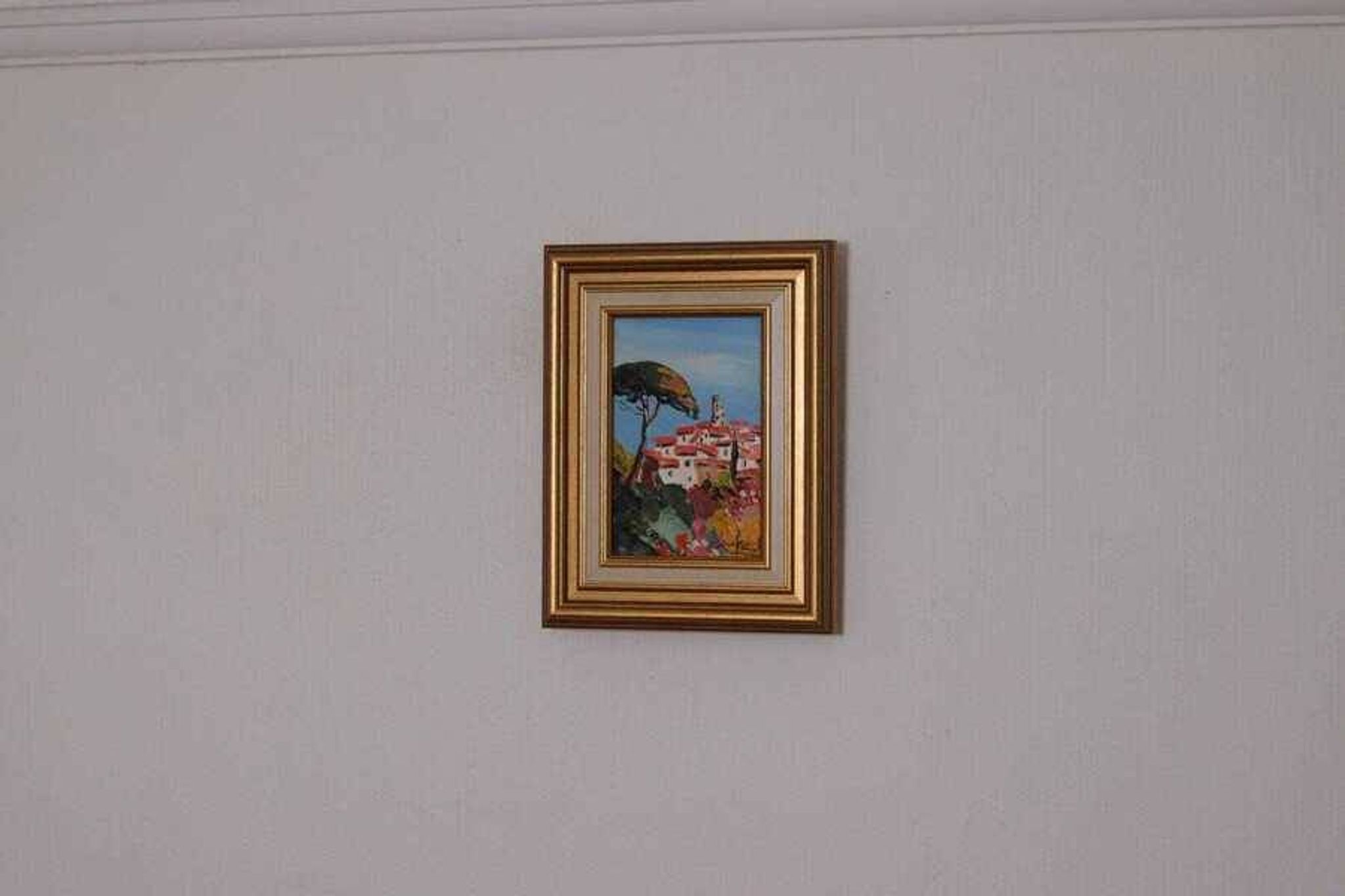 Original French oil on canvas – “Saint‑Paul‑de‑Vence” by Guinet C – vintage & framed – 28 × 23 cm