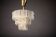 Vintage Embossed Glass Chandelier: 1970s Brass Pendant Lamp