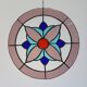 Vitrail circulaire décoratif à motif floral – Verre coloré fait main, Ø 40