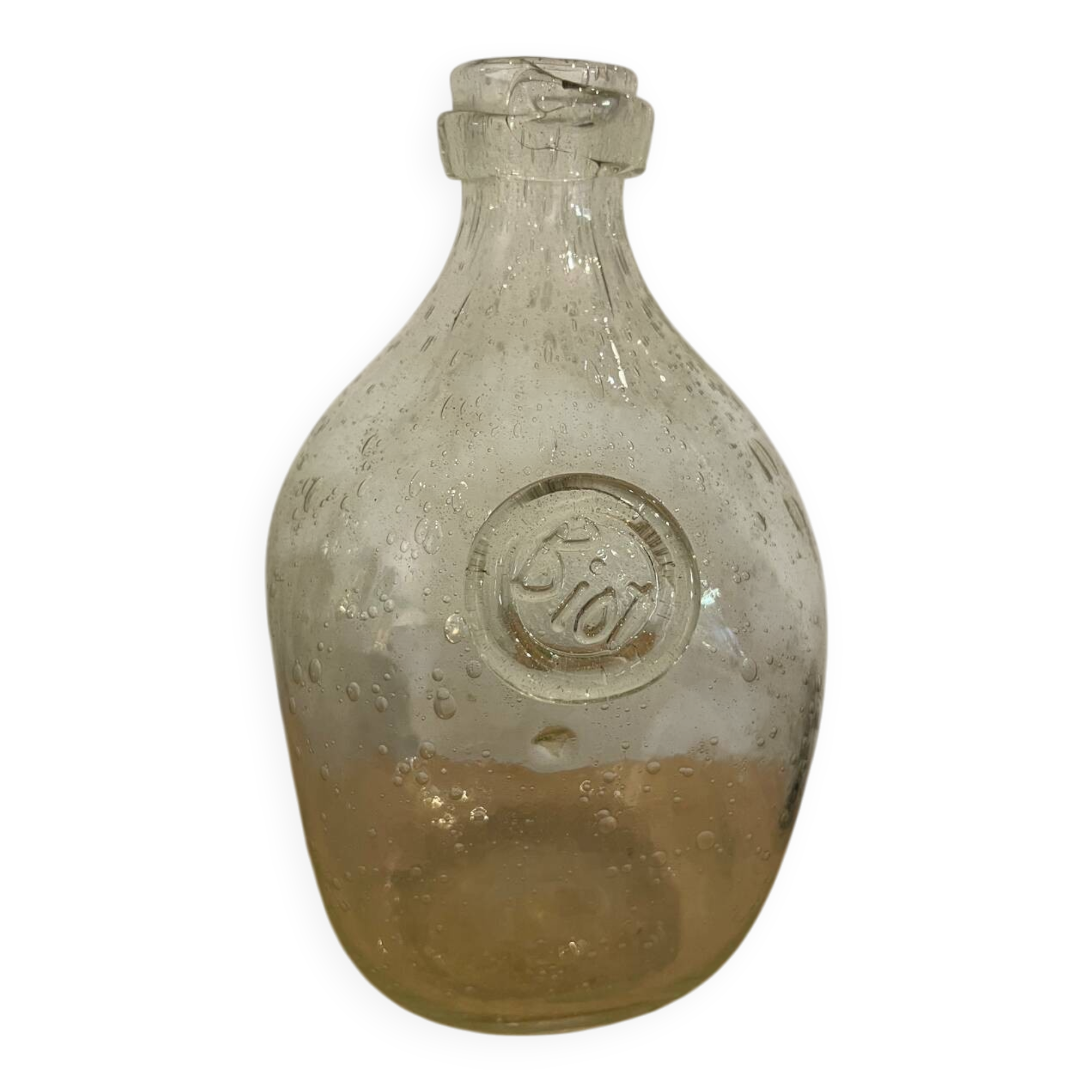 Signed Biot bubble glass bottle