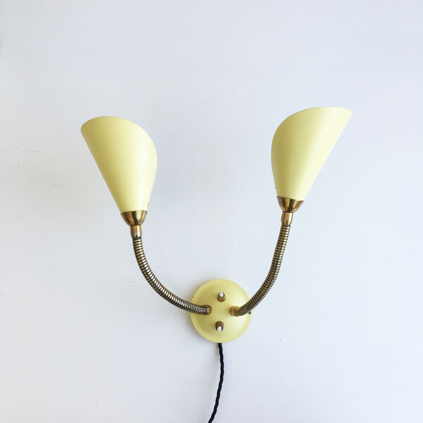 Danish yellow wall lamps from the 1950s