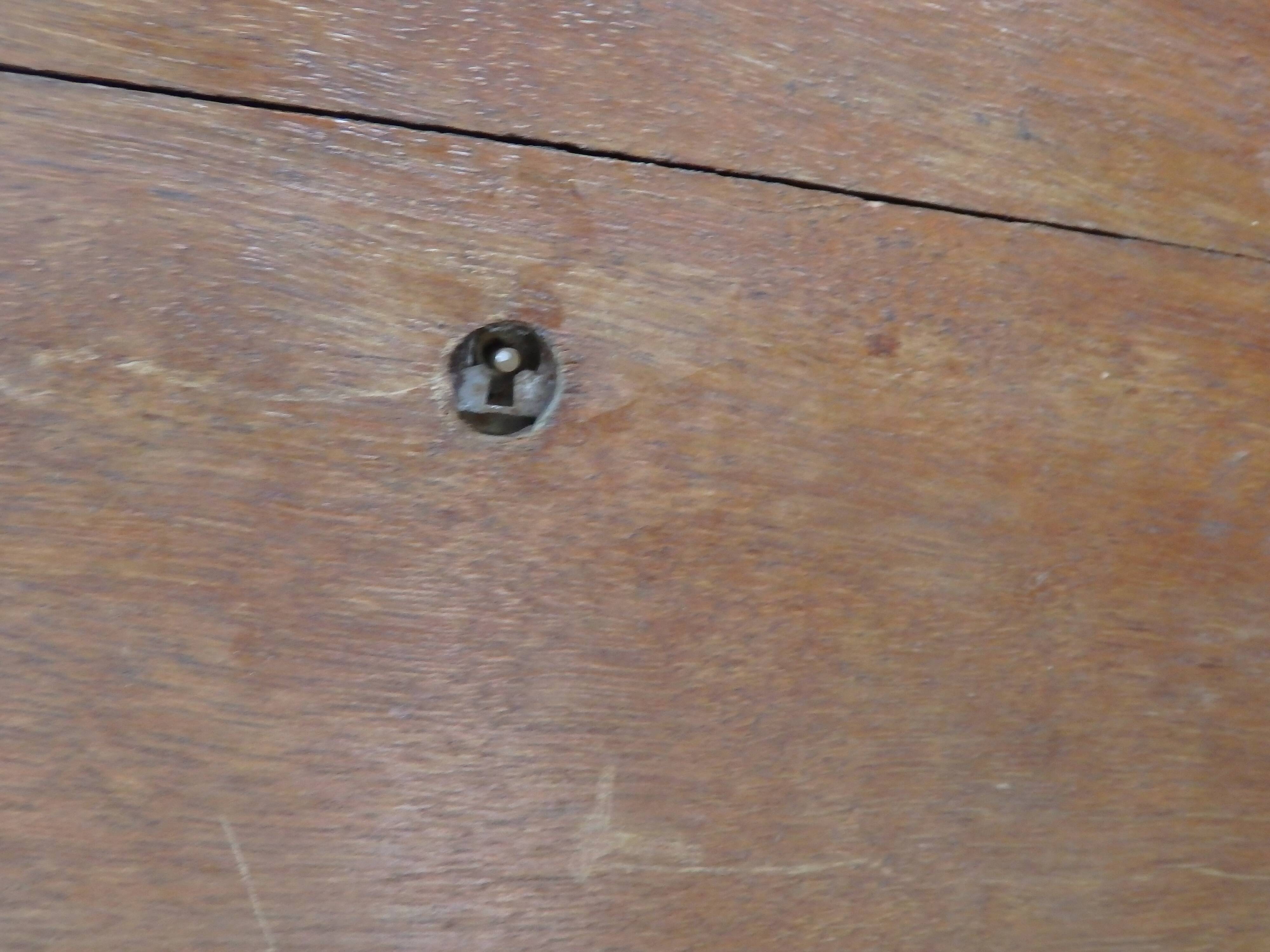 Old military travel trunk with oak key and label