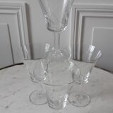 Set of 4 crystal wine glasses engraved 50-60s