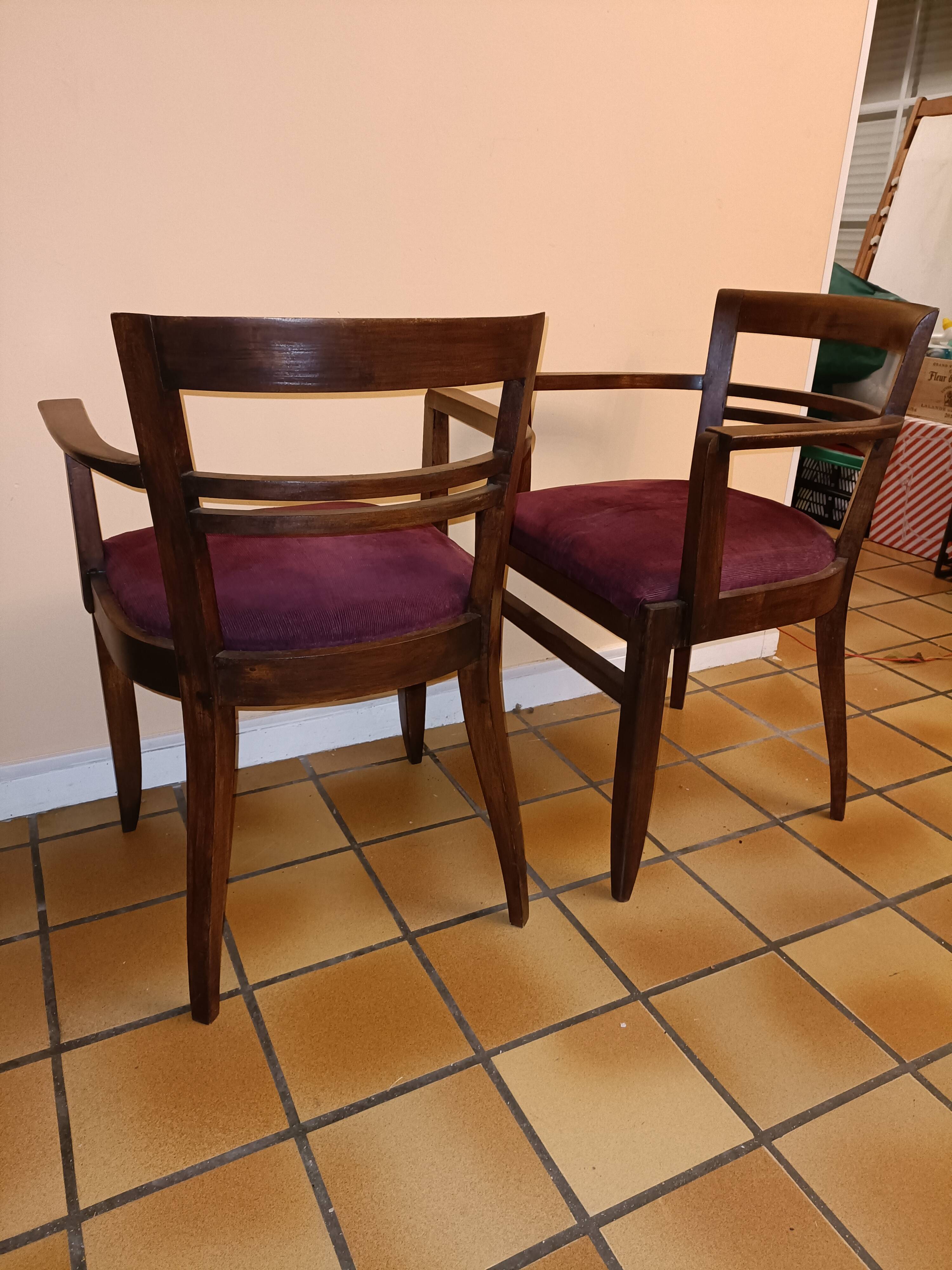 Paire de fauteuils bridge vintage 1940