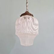 Art Deco pendant light in frosted transparent glass, 1920-30.