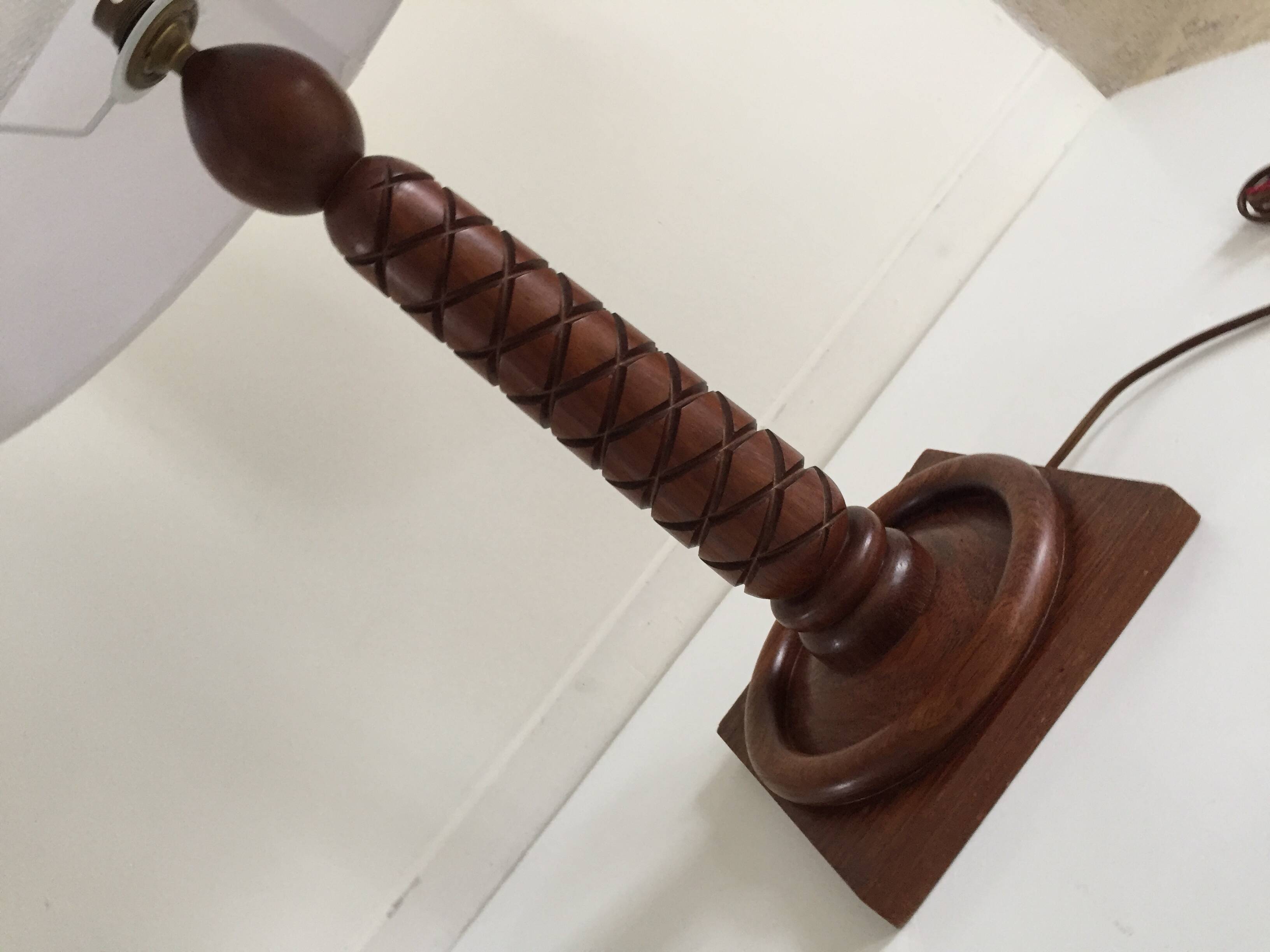 Art deco lamp rosewood carved