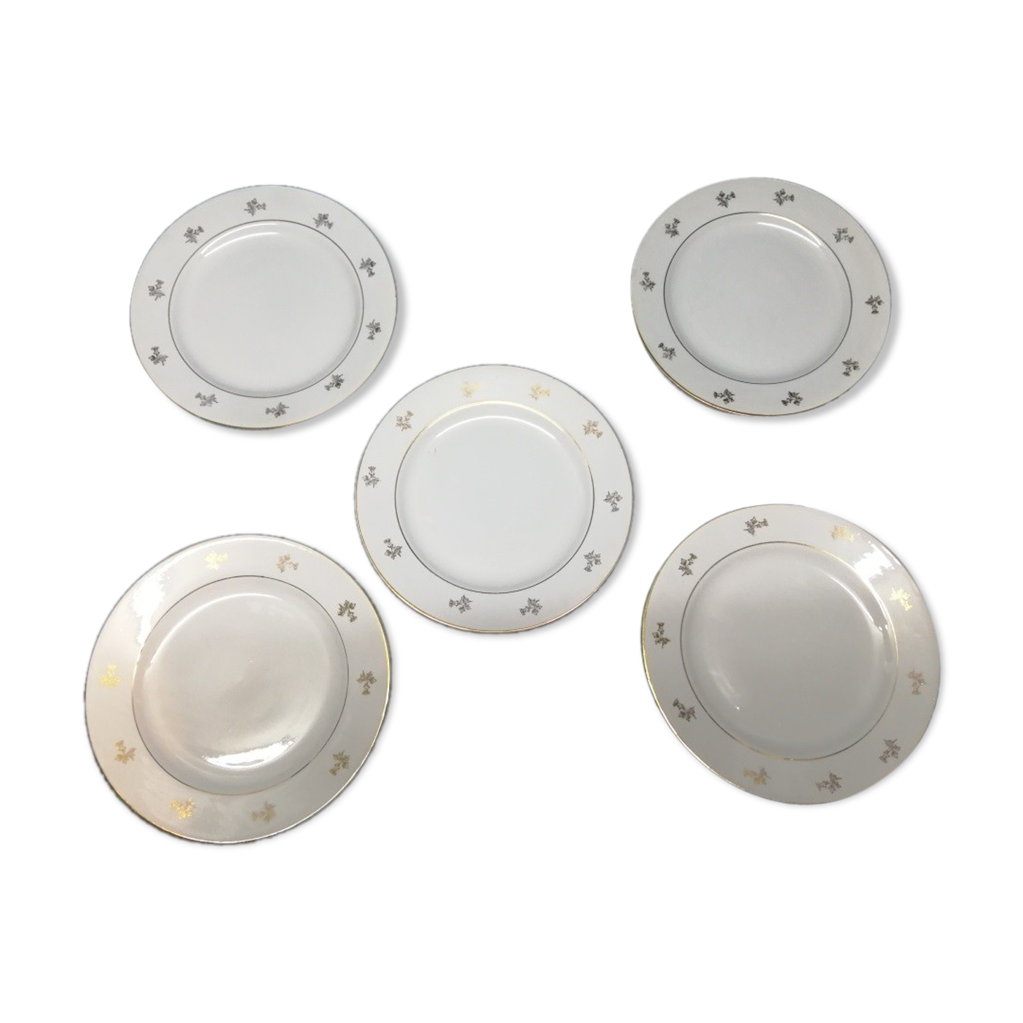 Porcelain plates Opaque Provence Dorure lot of 5