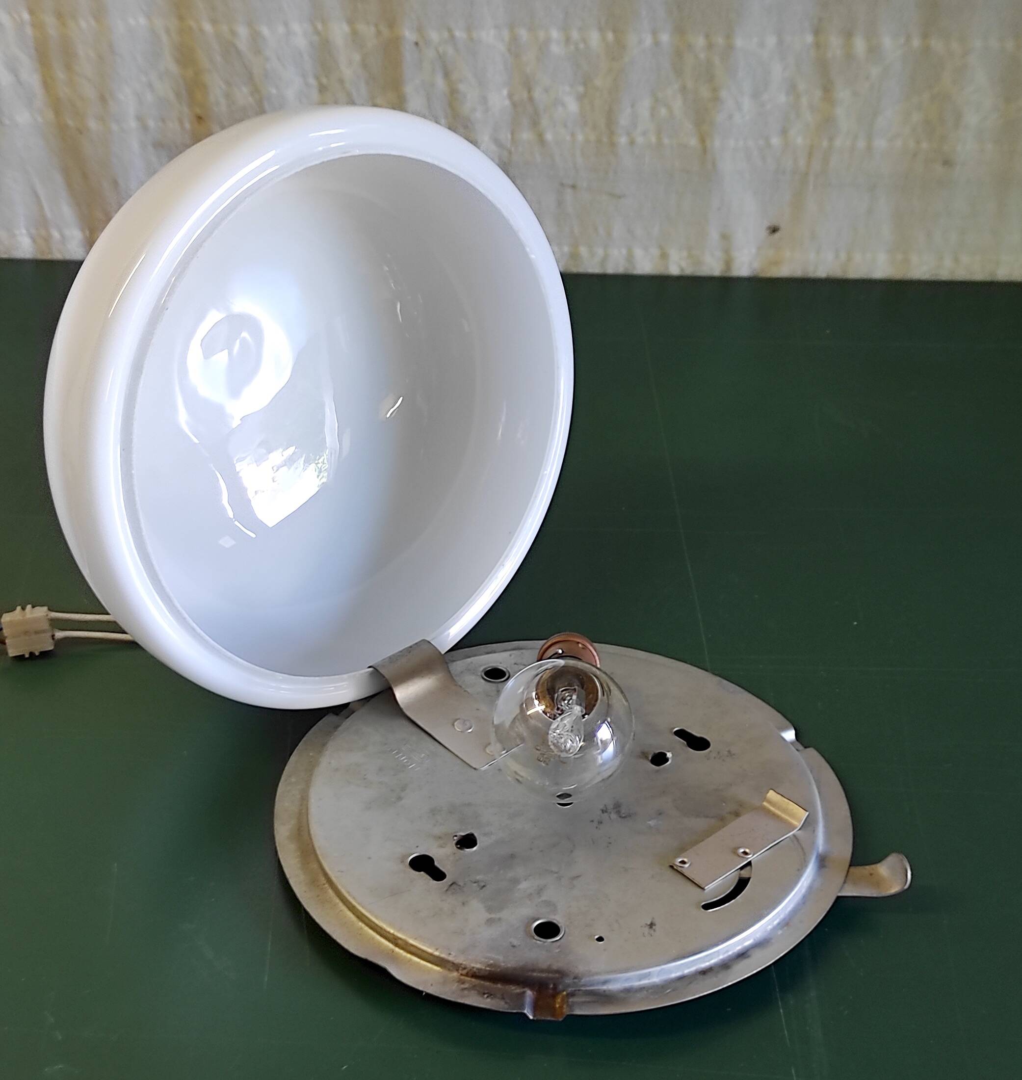 Opaline globe ceiling or wall light, diameter 25 cm - mid-20th century