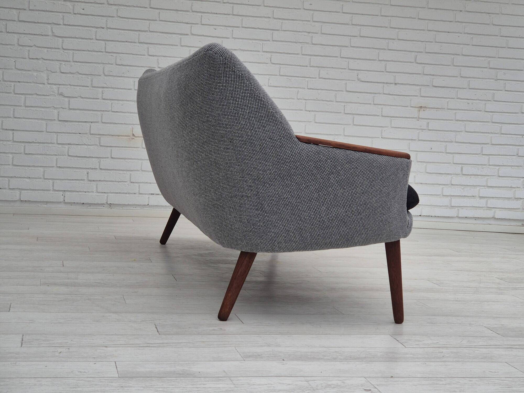 1960s, Danish sofa by Kurt Østervig model 58, completely reupholstered, furniture wool, teak wood.