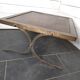 Vintage steel and leather coffee table