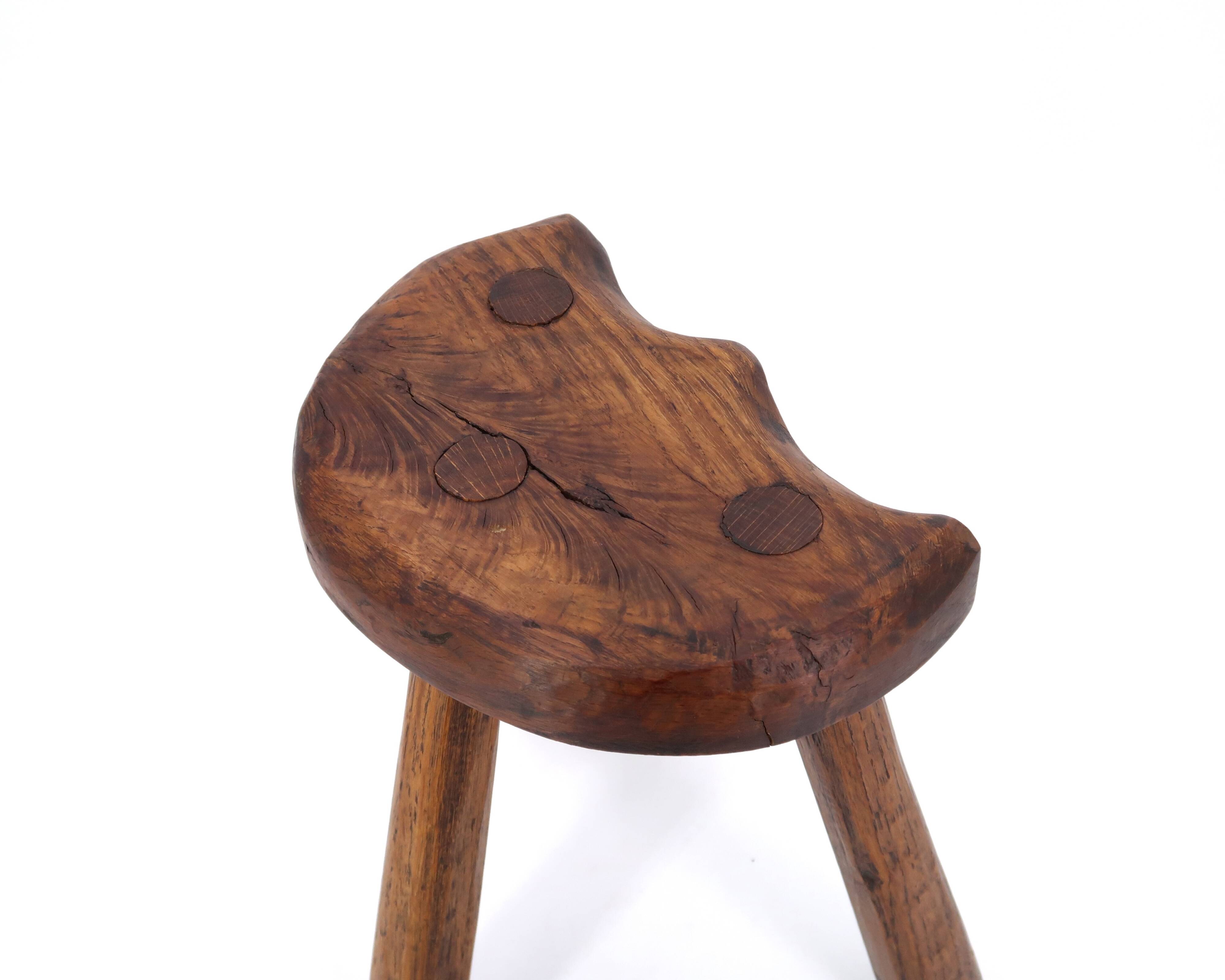 Wooden tripod stool, mountain folk art, 1950s