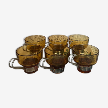 Service de 6 tasses à café en verre italy 1970