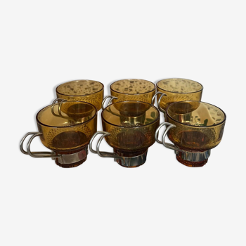 Service of 6 Italian glass coffee cups 1970