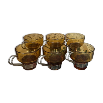 Service of 6 Italian glass coffee cups 1970