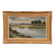 Oil on panel representing a pond 20th century