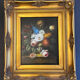 Oil on panel: still life with flowers
