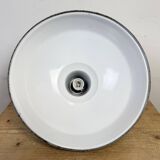 Industrial British Grey Enamel Factory Pendant Lamp, 1960s