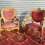 pair of gilded wooden ceremonial chairs