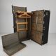 Antique 1924 Belber black leather steamer trunk - large travel wardrobe