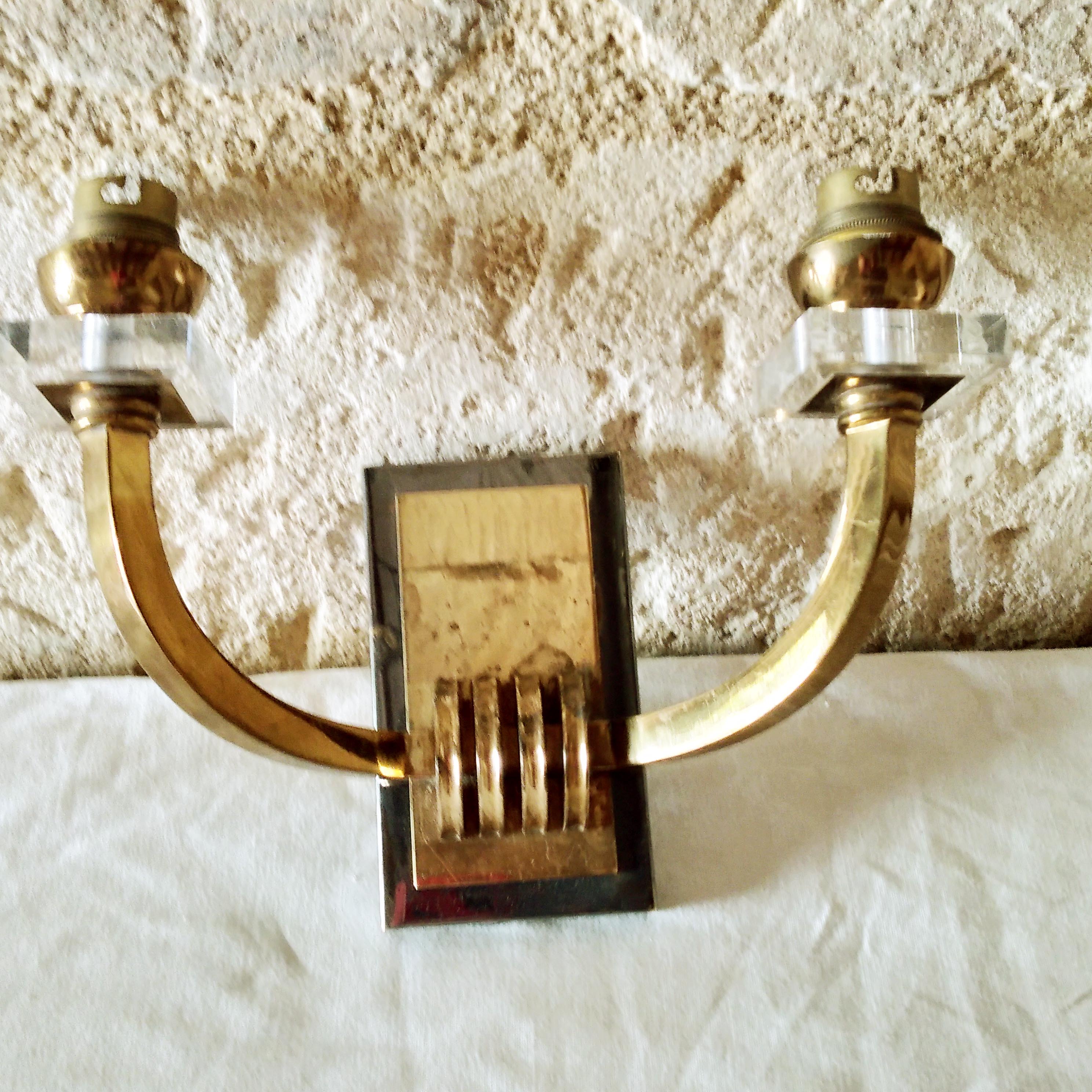 Brass art deco sconce