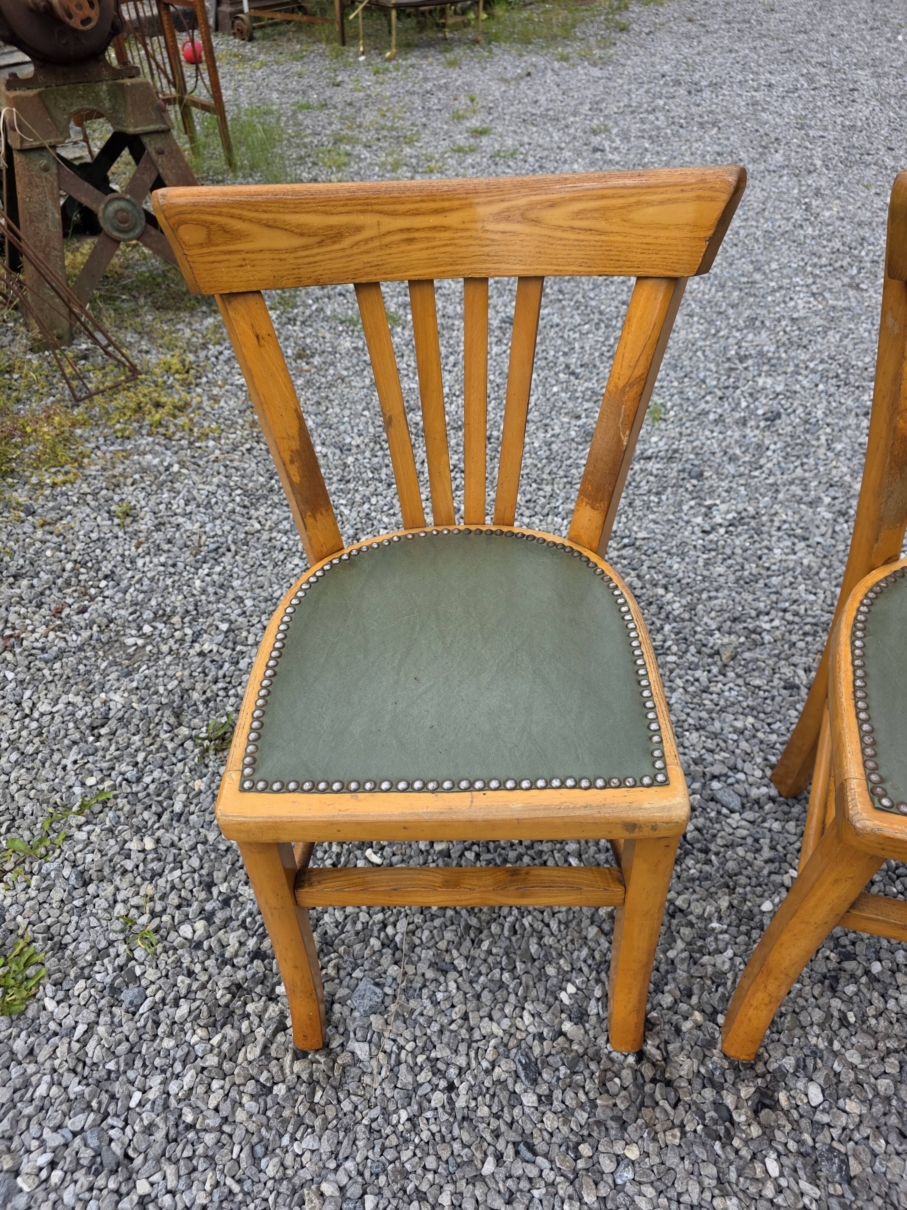 6 bistro chairs in solid oak, 1920s